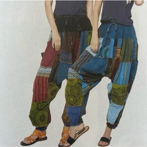 Patchwork Harem Pants - Multicolor
